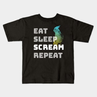 Eat Sleep Scream Repeat Cockatiel Parrot Kids T-Shirt